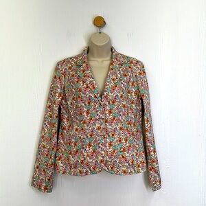 Villager By Liz Claiborne - Colorful Floral Lightweight Button Down Blazer 10